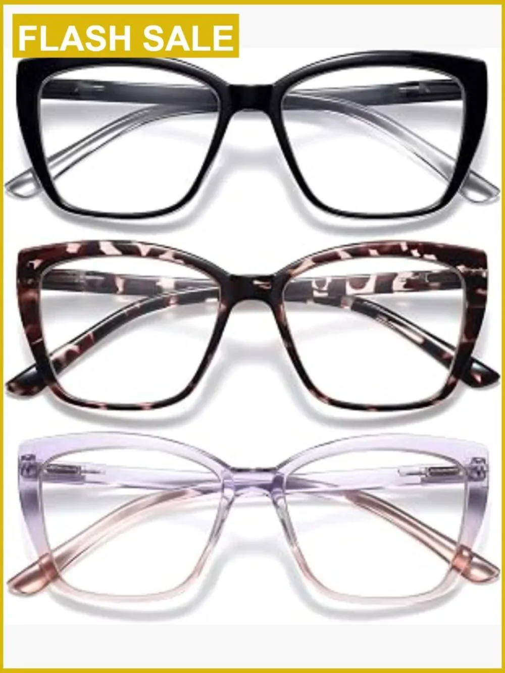 Oversized Cat Eye Blue Light Reading Glasses for Women TR90 Spring Hinge